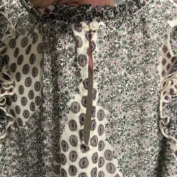 Floral ruffle split neck blouse, size M - Picture 4 of 12